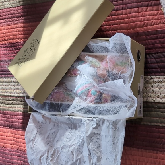 L'ARTISTE* Spring Step Floral Bloom painted wedge heel sandals velcro close sz 8 - Picture 15 of 17